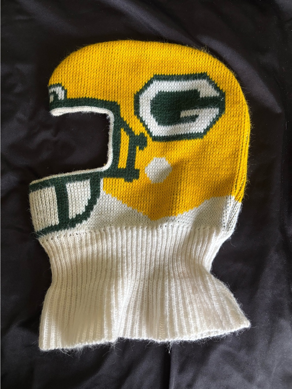 Vintage 1990 Green Bay Packers NFL Game Face Helmet Design Knit Ski Mask Hat